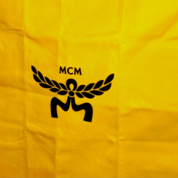 MCM Yellow Dust Bag Protective Luxury  Logo Design 20" x 20" Drawstring Cord EUC - Picture 1 of 11